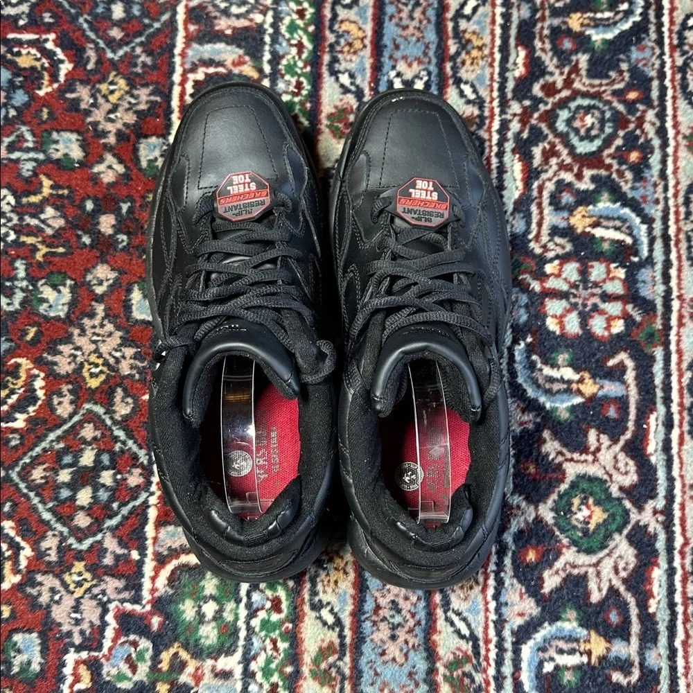 Skechers Keystone Black Leather Steel Toe Work Shoes Slip Resistant Men 9.5 - Picture 6 of 9